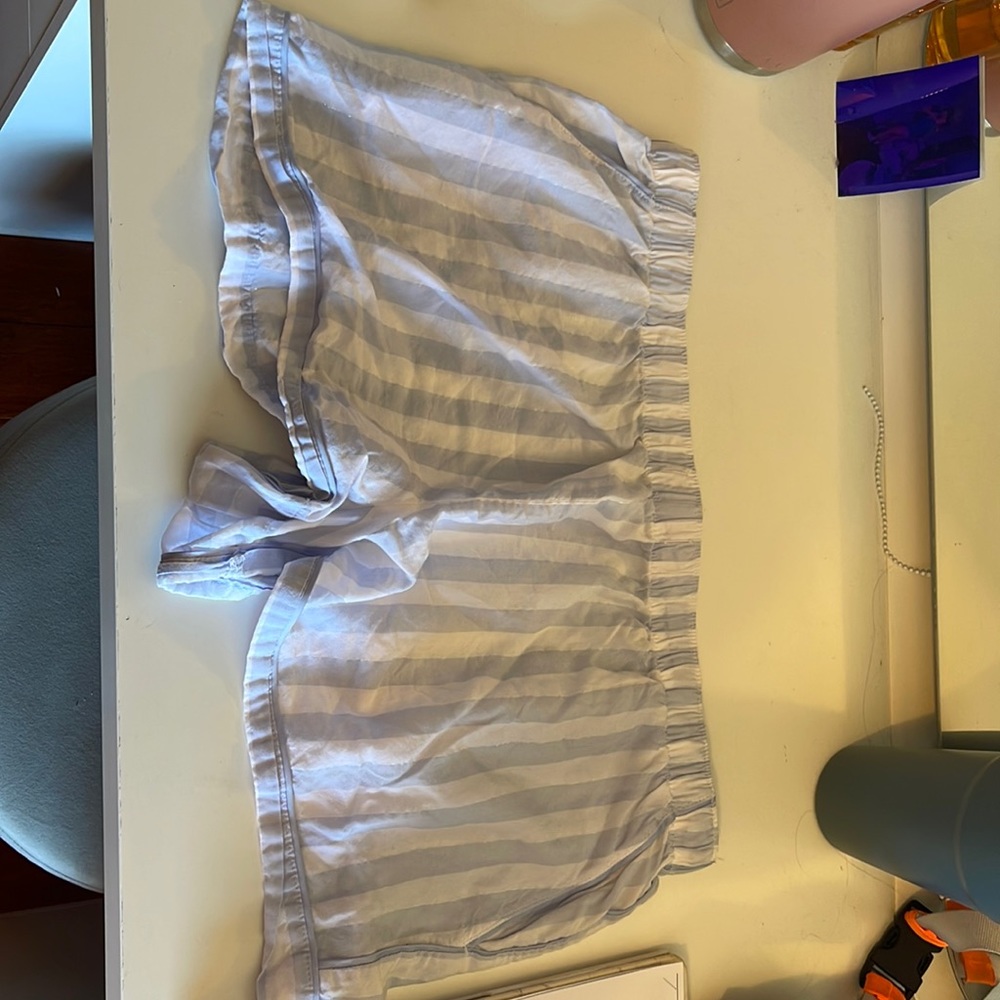 blue and white pajamas pants
